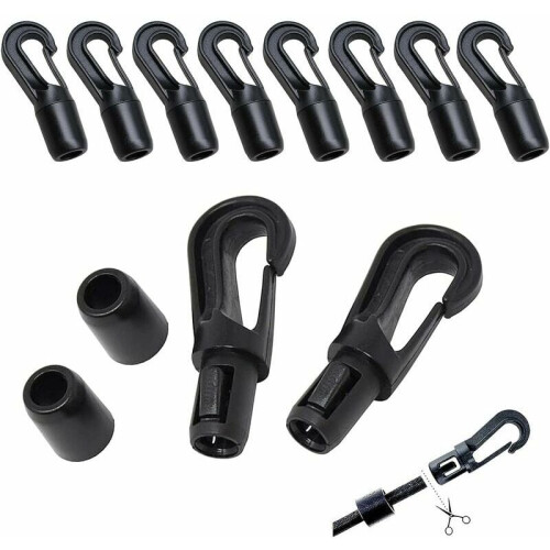 Πλαστικά γάντζοι Snap, γάντζοι Bungee Shock Cord, άκρα ακροδεκτών εσωτερικής διαμέτρου 10 mm,