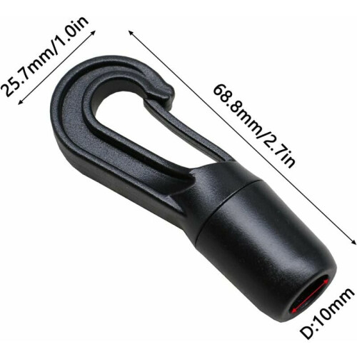 Πλαστικά γάντζοι Snap, γάντζοι Bungee Shock Cord, άκρα ακροδεκτών εσωτερικής διαμέτρου 10 mm, 1