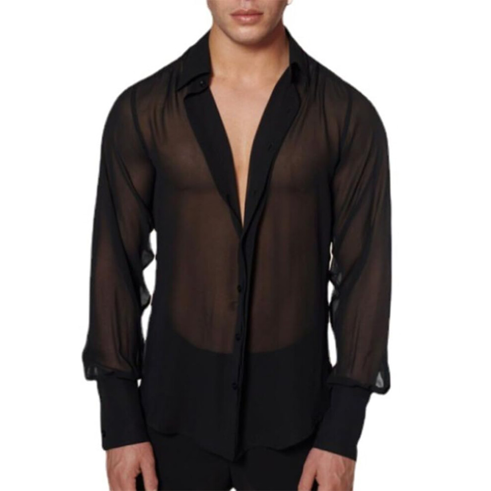 Black Men's Openwork See Through Shirt Sheer Mesh Fishnet Sleeveless Muscle Hollow Out Tank 3XL