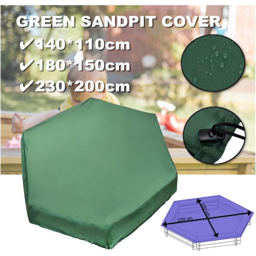 Hexagonal Oxford Fabric Sandpit Cover Drawstring Waterproof Shelter Green Ref: 1205 1