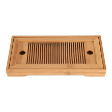 Plateau à thé pour la cérémonie du thé Gongfu, plateau de service en bambou durable avec réservoir et système d'évacuation, en bois naturel