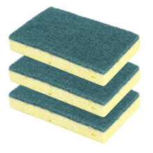 Esponjas dupla face que não riscam, esponjas duráveis de longa duração, conjunto de 3 esponjas de limpeza resistentes para uma limpeza eficaz,