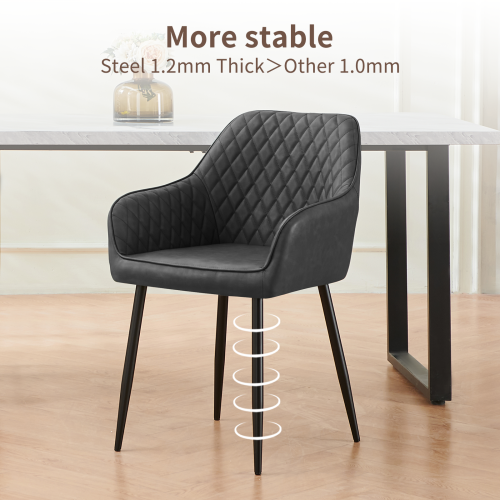 AINPECCA 2PCS Dining Chairs PU Padded Seat Dark Grey Home 1