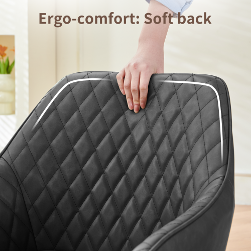 AINPECCA 2PCS Dining Chairs PU Padded Seat Dark Grey Home 2