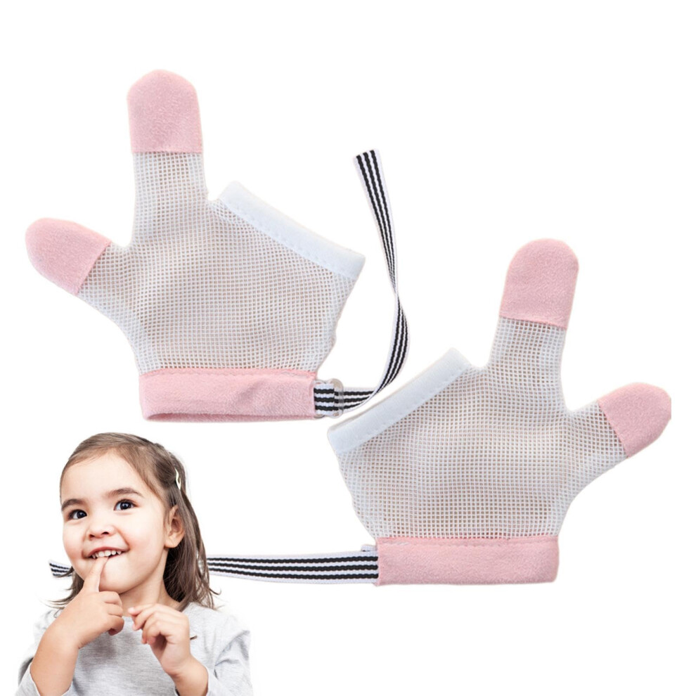 Stop Thumb Sucking For Kids  Bite Resistant Thumb Guards  Adjustable Finger Stop  Pink