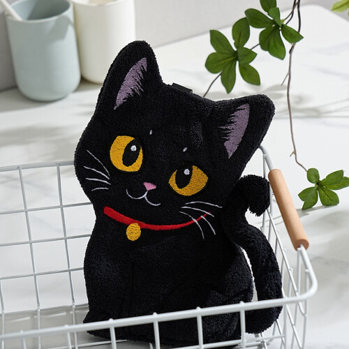 Double Layers Absorbent Hand Towel In Cats Pattern-combination 1