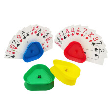 Hands triangular playing card holder in 4 colors for family fun and parties