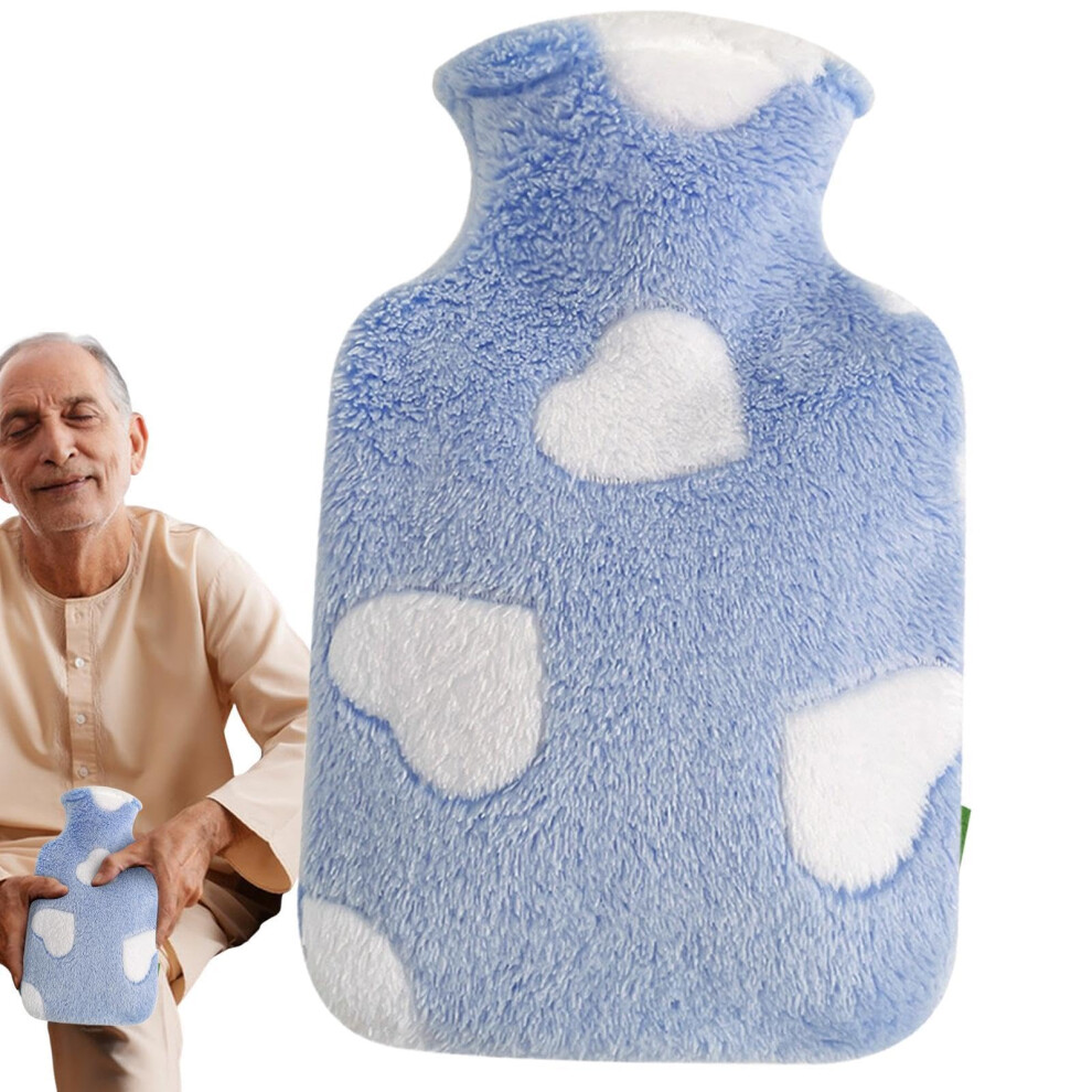 Hot water bottle winter, hot water bottle with lid, Warm water bag with plush heart cover