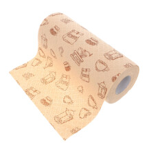 1 roll of kitchen napkins, hand towels, cleaning cloths, paper towels, washcloths, kitchen utensils, kitchen supplies, beige fiber cloth