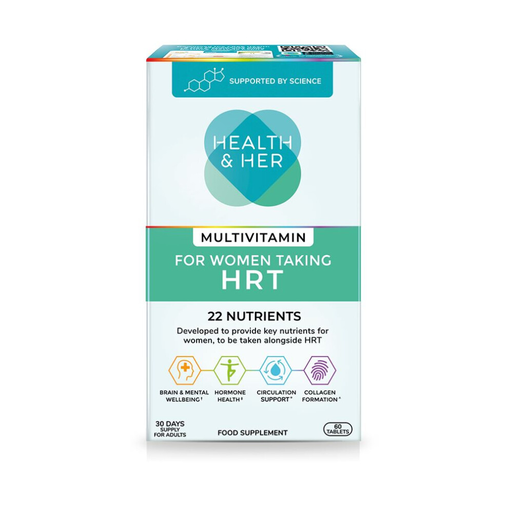 Health & Her Multivitamin For Women Taking Hormone Replacement Therapy (Hrt) - Supplements For Women - Nutrition And Wellbeing Support - 1 Month