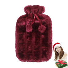 2L Soft Faux Plush Hot Water Bottle Cover, Warm for 68 Hours, Pink