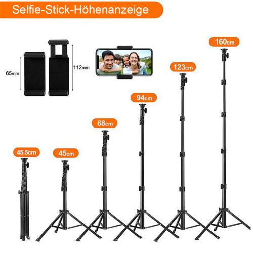 Τρίποδο Selfie Stick με ρυθμιζόμενο ύψος, επεκτάσιμη βάση 160 εκ. για εσωτερικές και 2