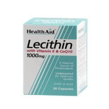 Health Aid Lecithin 1000mg + Natural Vitamin E 45iu + CoQ 10 10mg, 30 Capsules