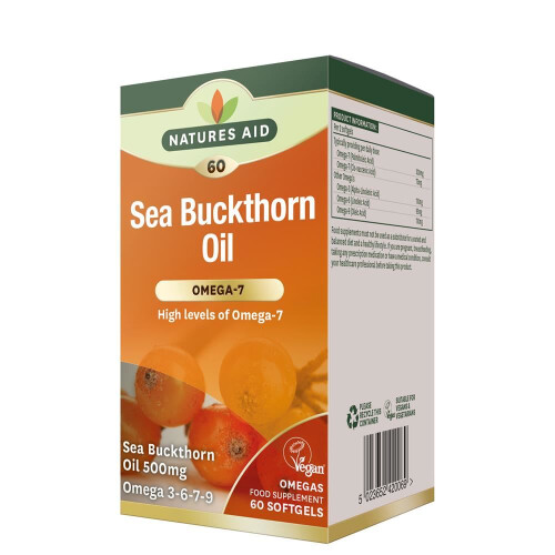 Natures Aid Sea Buckthorn Oil Omega-7 60 Softgels