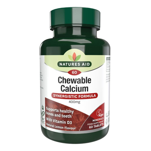 Natures Aid Natures Aid Calcium (chewable) - 400mg (natural Lemon Flavour) 60 Tablets