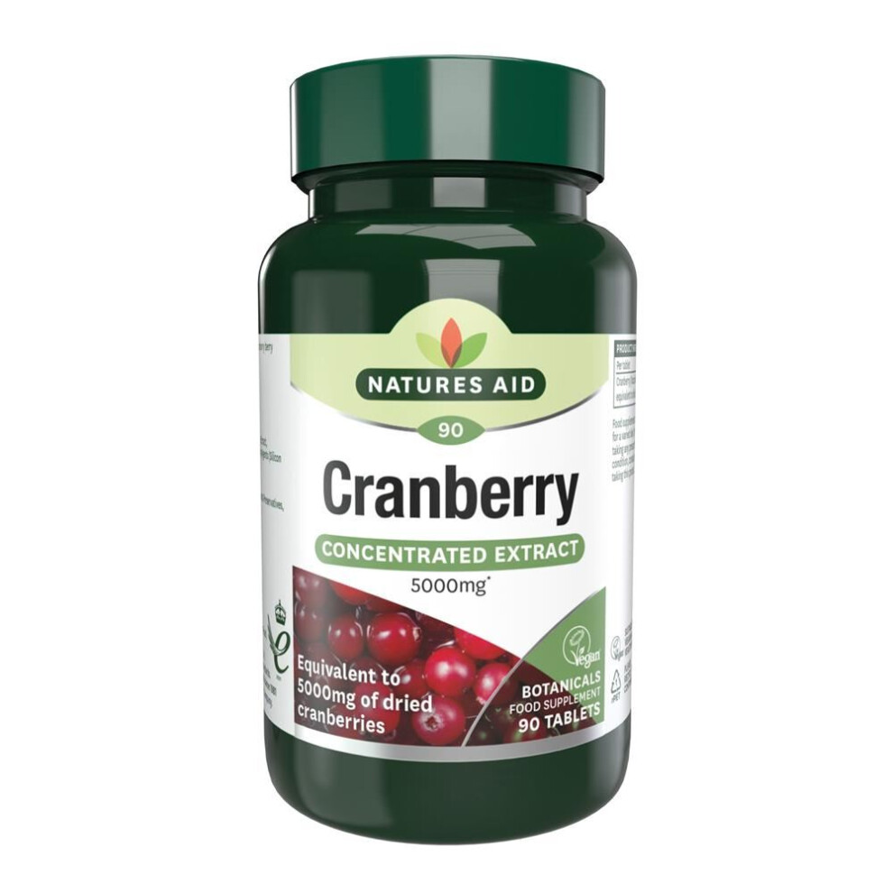 Natures Aid Cranberry Tablets 200Mg Pack Of 90