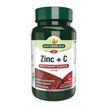 Natures Aid Zinc Lozenges (Peppermint) Rosehip + Vitamin C 30 Lozenges