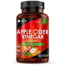 Apple Cider Vinegar Capsules 100% Pure ACV 2000mg - Added Acidophilus with Green Tea,Turmeric & Black Pepper - 2 Months Supply - Tasteless & Vegan -