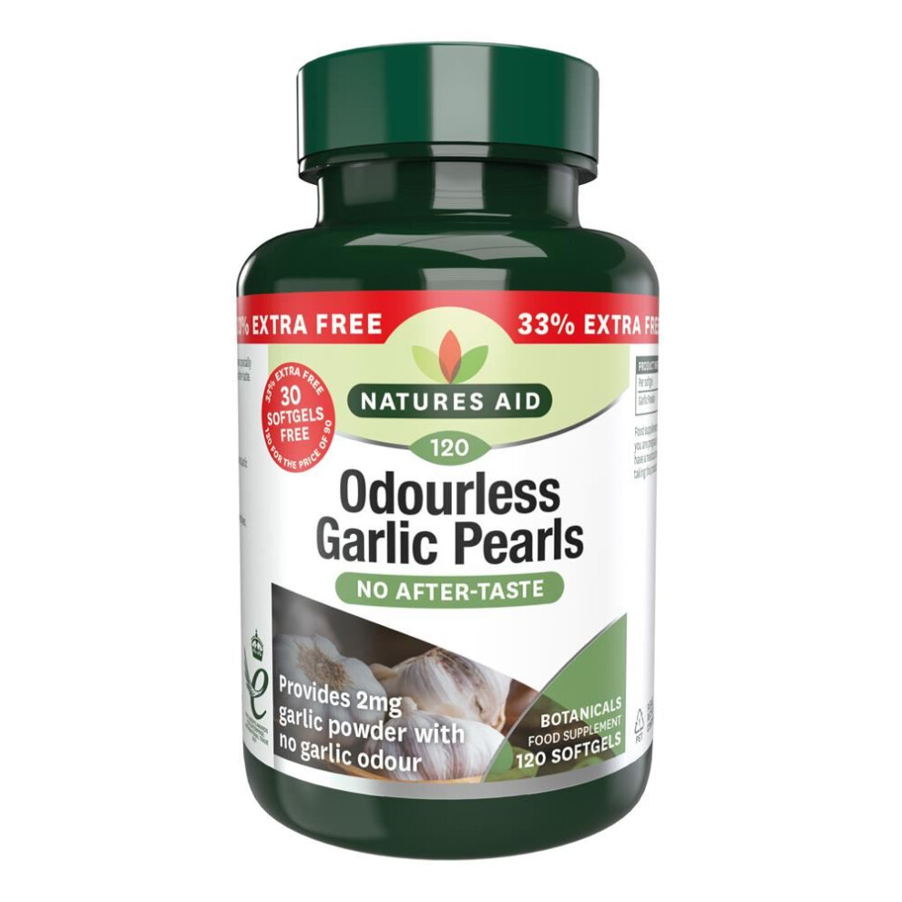 Natures Aid Garlic Pearls One-a-day 90 Softgels + 33% Extra Free