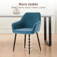 1PCS Dining Chairs Velvet Padded Seat Teal Home