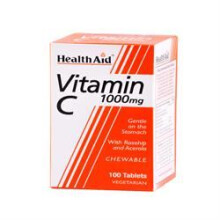 HealthAid Vitamin C - Chewable, 100 Vegetarian Tablets, 1000 mg