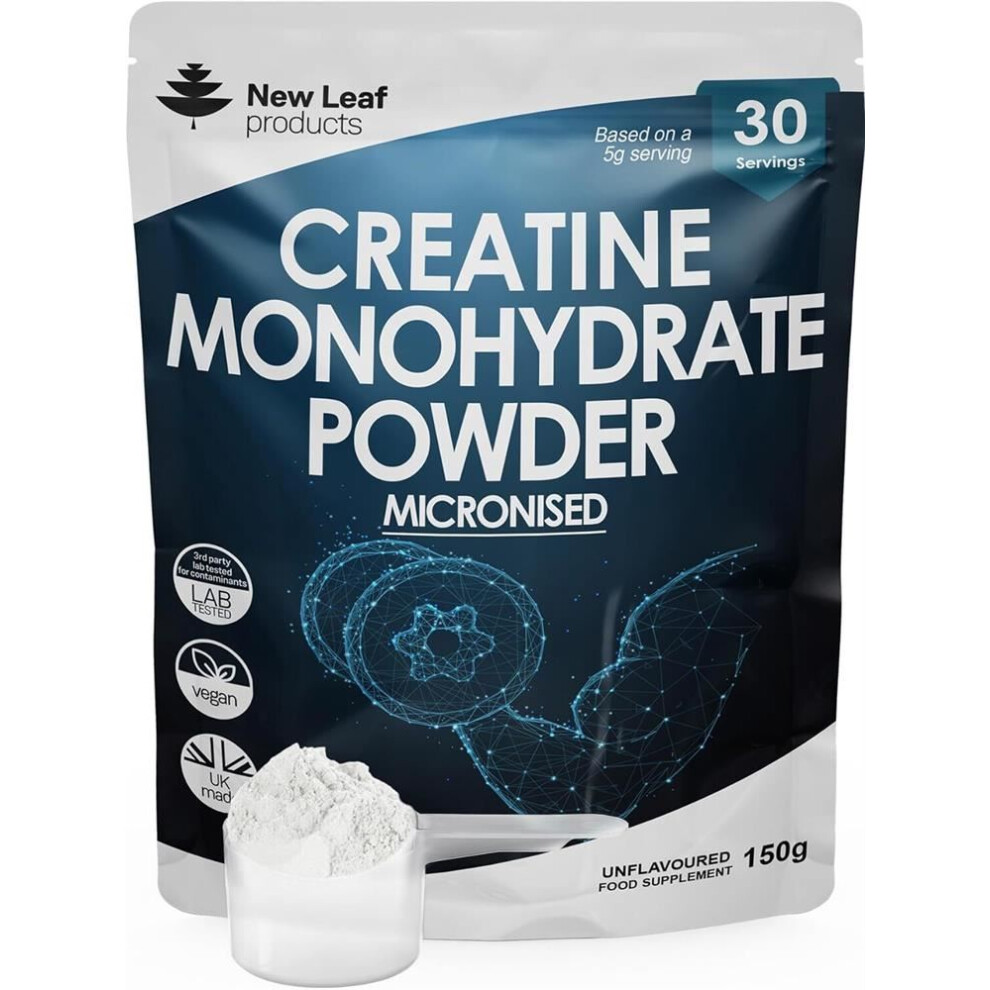 New Leaf Product Creatine Monohydrate Powder 100% Pure Micronized Creatine - 150G Increased Absorption & Mixing, Creatine Powder For Physical Performance + Scoop Pre
