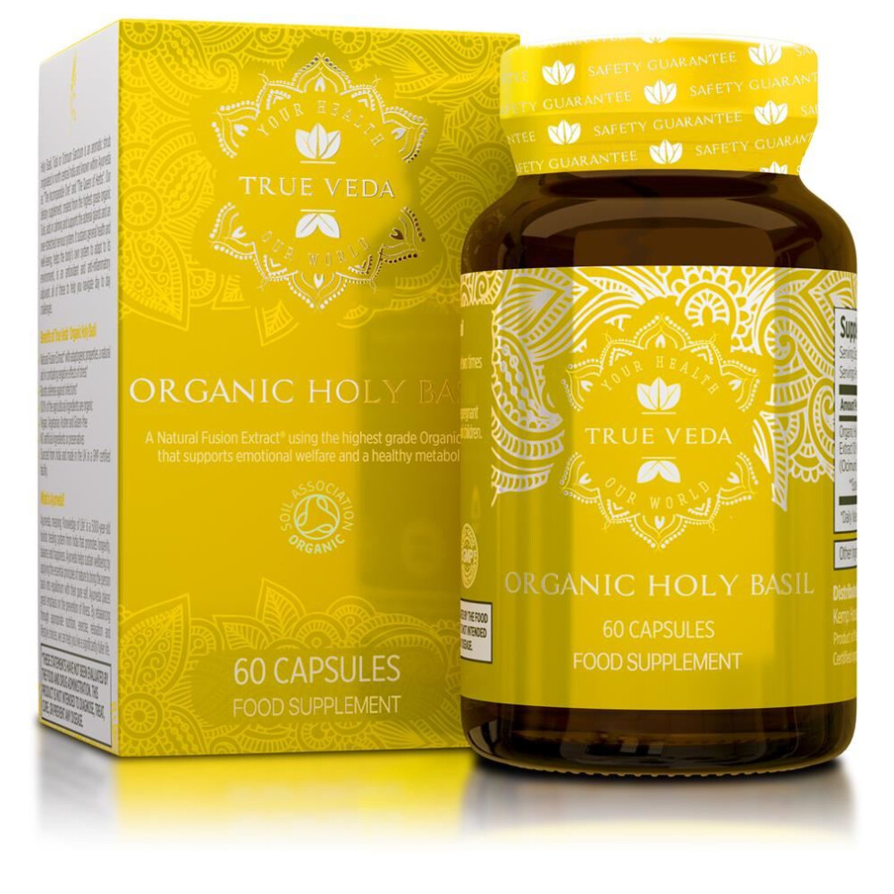 True Veda Holy Basil Organic Natural Vegan Ethical Non-Gmo 60 Capsules