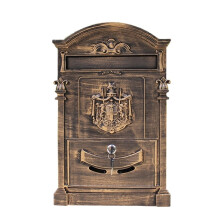 Wallmounted Aluminum Villa Letter Box with Lock, Size: 41*26*9cm, Gold Color