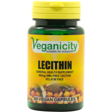 Veganicity Lecithin 550mg Mood and Memory Supplement - 2 x Packs of 60 Capsules (120 Capsules)