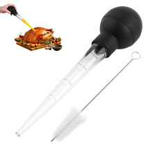 Turkey Roasting Syringe with Cleaning Brush, Silicone Suction Bulb for BBQ