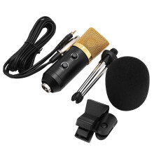 Kit microfon de transmisie, microfon condensator cardioid plug and play, cu trepied robust, carcasă din aluminiu, reducere a zgomotului pentru