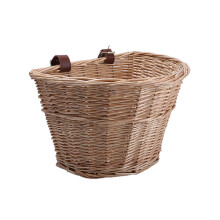 Panier classique en osier pour guidon avant, sangles réglables, panier de vélo en rotin naturel en forme de D, matériau de qualité supérieure,