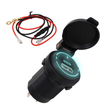 Kaksois-USB QC3.0-laturipistoke 12V 24V pikalataus vedenpitävä kosketuskytkin sininen merkkivalo tulenkestävä materiaali sopiva 4Boat Marine