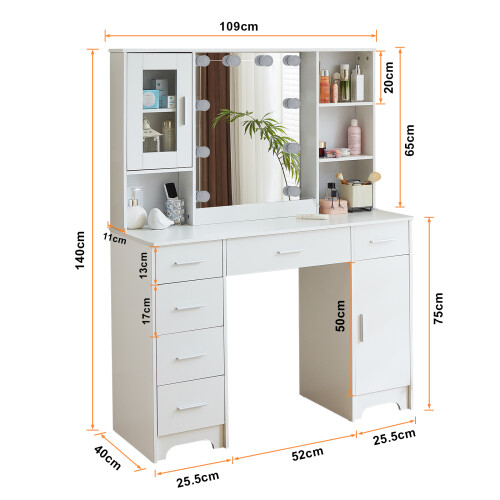 Dressing Table Set with Hollywood 10 LED Mirror 1