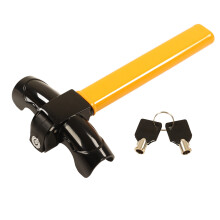 Candado giratorio para volante de 4 vehículos, longitud ajustable, doble gancho retráctil, seguridad universal antirrobo, alta visibilidad,