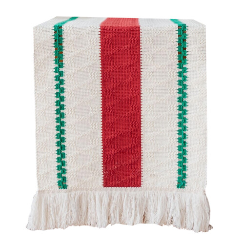 Retro Table Runner For Dining-row beard Green on both sides