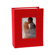 Photo Album 4x6,Linen Cover Photo Book,Small-Red 6 inches 100