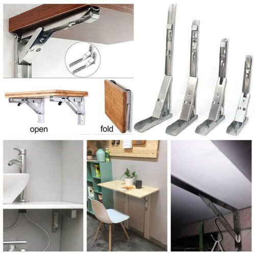 Επιτοίχιο τραπέζι Diy, βαρέως τύπου από ανοξείδωτο ατσάλι, για εξοικονόμηση χώρου, 2
