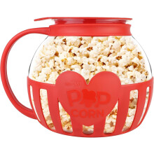 Microwave Popcorn Maker, 2.13 L Borosilicate Glass Popcorn Microwave, Dishwasher Safe, for Gatherings, Parties, Picnics, Red
