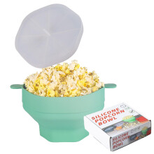 Popcorn Microwave, Foldable Popcorn Barrel, Silicone Popcorn Barrel for Party, Cinema, Home, Kitchen (Green)
