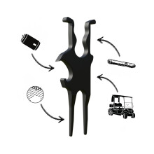 Golf MultiTool Magnetic Cigar Holder, Pitchfork Tool, Ball Marker, Bottle Opener