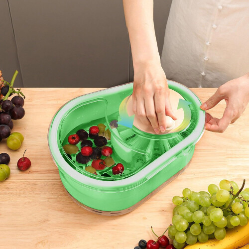 Fruit Cleaner Spinner, Vegetable Washing, Portable Fruit Scrubber with Lid 1