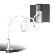 Fleksibel armholder til 4 tablets og telefoner. Holdbar svanehalsholder med justerbar klemmebase og 360-graders rotationsfleksibilitet. Ideal4Bed