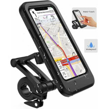 Motorcykeltelefonholder, vandtæt udendørs sportsstativ, kompatibel med forskellige smartphones op til 6,7", højfølsom berøringsskærm