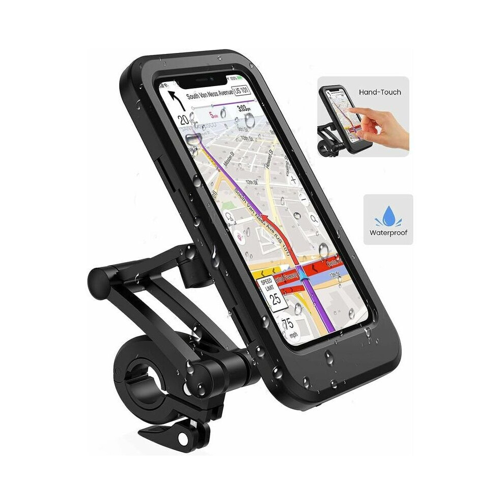Motorcycle Phone Mount, Waterproof Outdoor Sports Stand, Compatible W/ Various Smartphones Up To 6.7", High Sensitivity Touch Screen 9139052736436