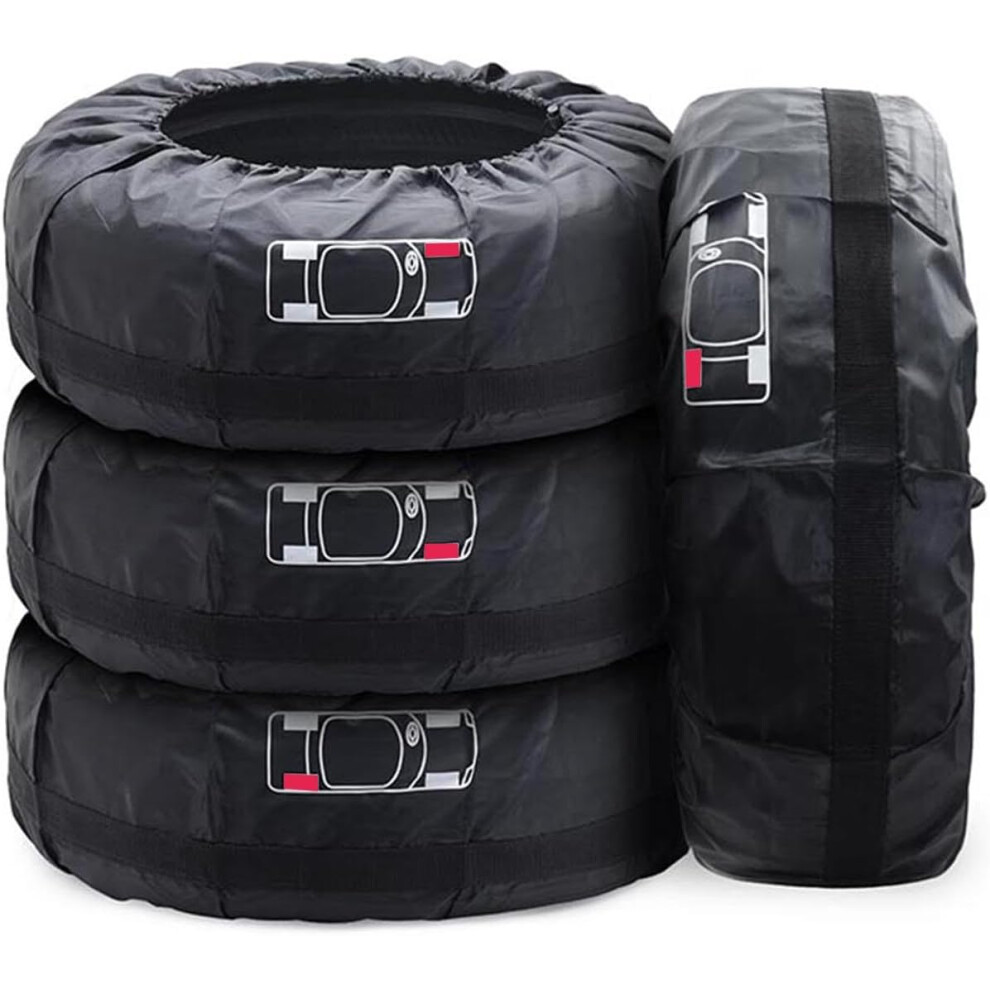 Wheel Cover 4 Spare Tires, Dustproof All Weather Protection Tire Bag W/ 210D Oxford Fabric & Reinforced Seams, Waterproof Uv Protection 4 Suv Truck 9139052751484