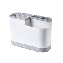 Porte-ustensiles spacieux, organisateur de cuisine élégant et esthétique pour comptoir, rangement pour couverts à 4 compartiments (noir)
