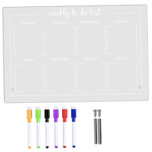 1Set Transparent Acrylic Desktop Note Board Dry Erasable Memo Board with Pens and Holder for Schedules and Reminders