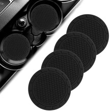Set van 4 zwarte auto-onderzetters, antislip universele inzetstukken voor bekerhouders in de auto, schokbestendige auto-gadgets met 7 cm antislip