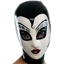 Latex Hood Mask Full Face with Back Zipper for Men and Women, Handmade, Open Eyes and Mouth, Breathable Design
